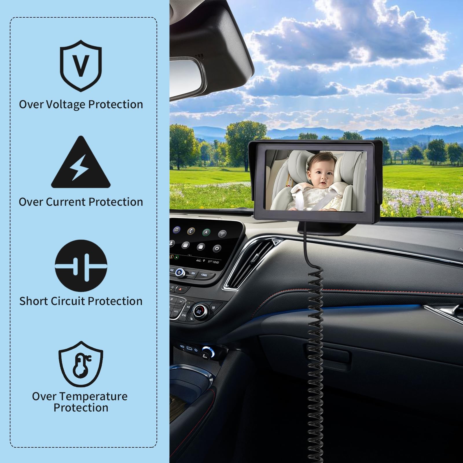 Baby Car Camera Cable USB 5V To DC5521 To USB 12V Power Spring Cable Adapter