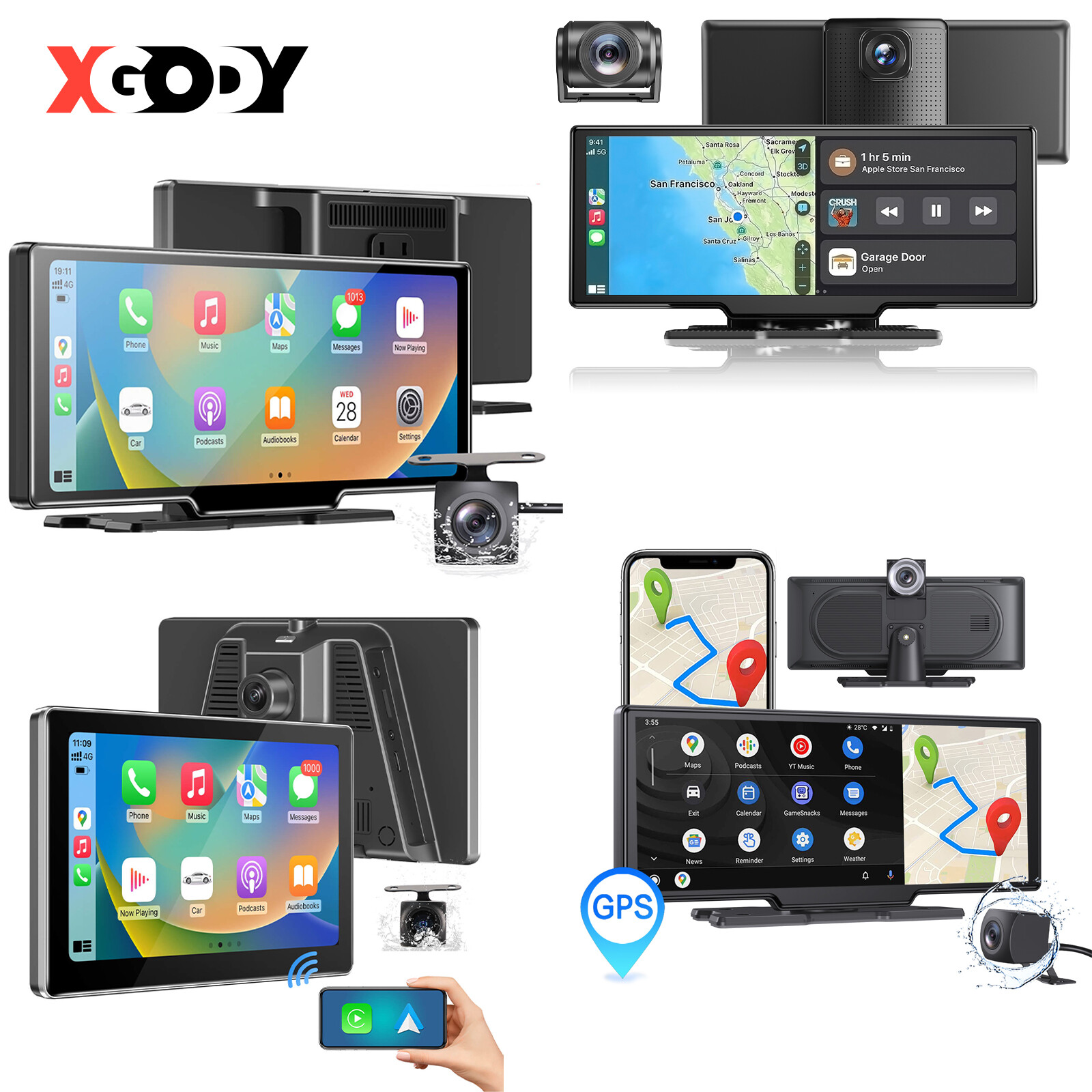10.26″ Touchscreen Wireless Apple Carplay Portable Car Stereo Android Auto