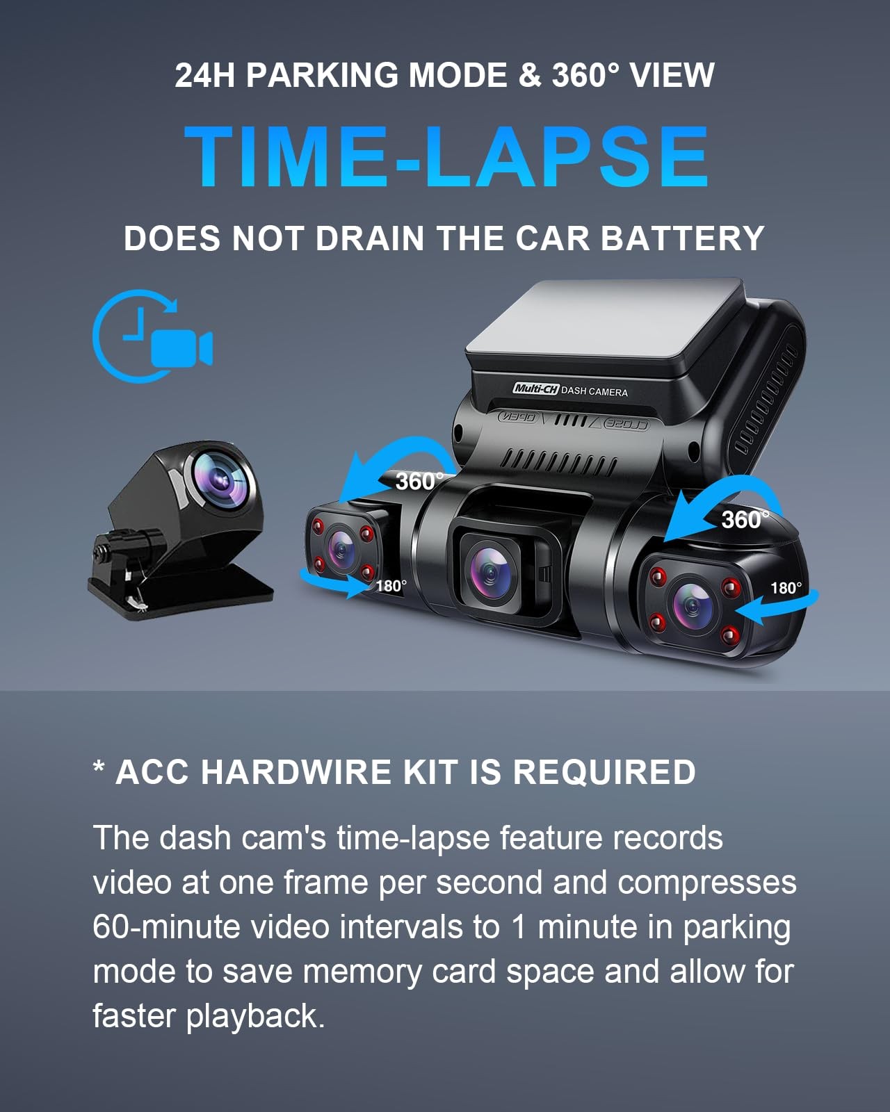 360 Degree View 4 Channel Dash Cam Front And Rear Inside Left Right Dash Camera