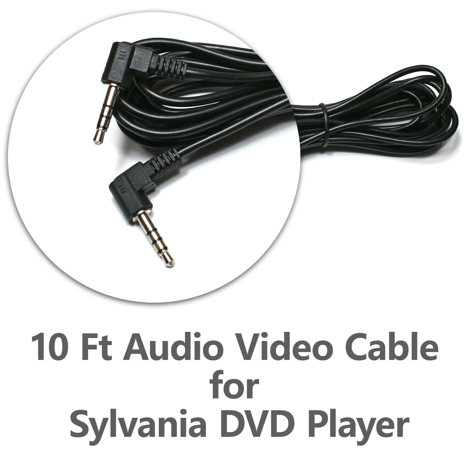 10ft Audio Video 3.5mm Cable for Sylvania Insignia Ematic DVD Dual Screen Player