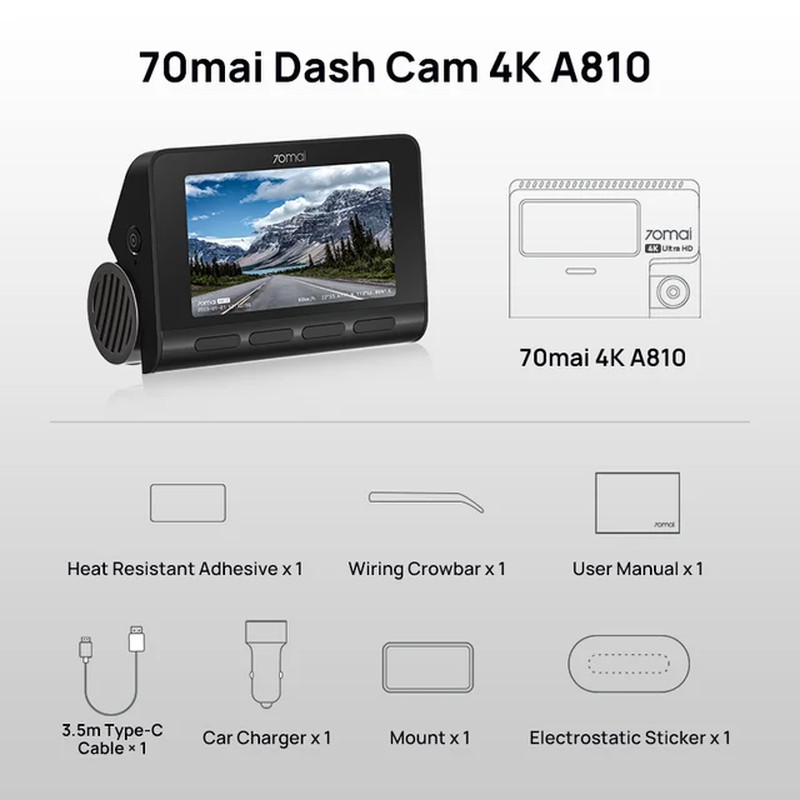 4G Dash Cam A810 Ultra HD 4K Built-In GPS ADAS Auto Record 150FOV Motion Detecti
