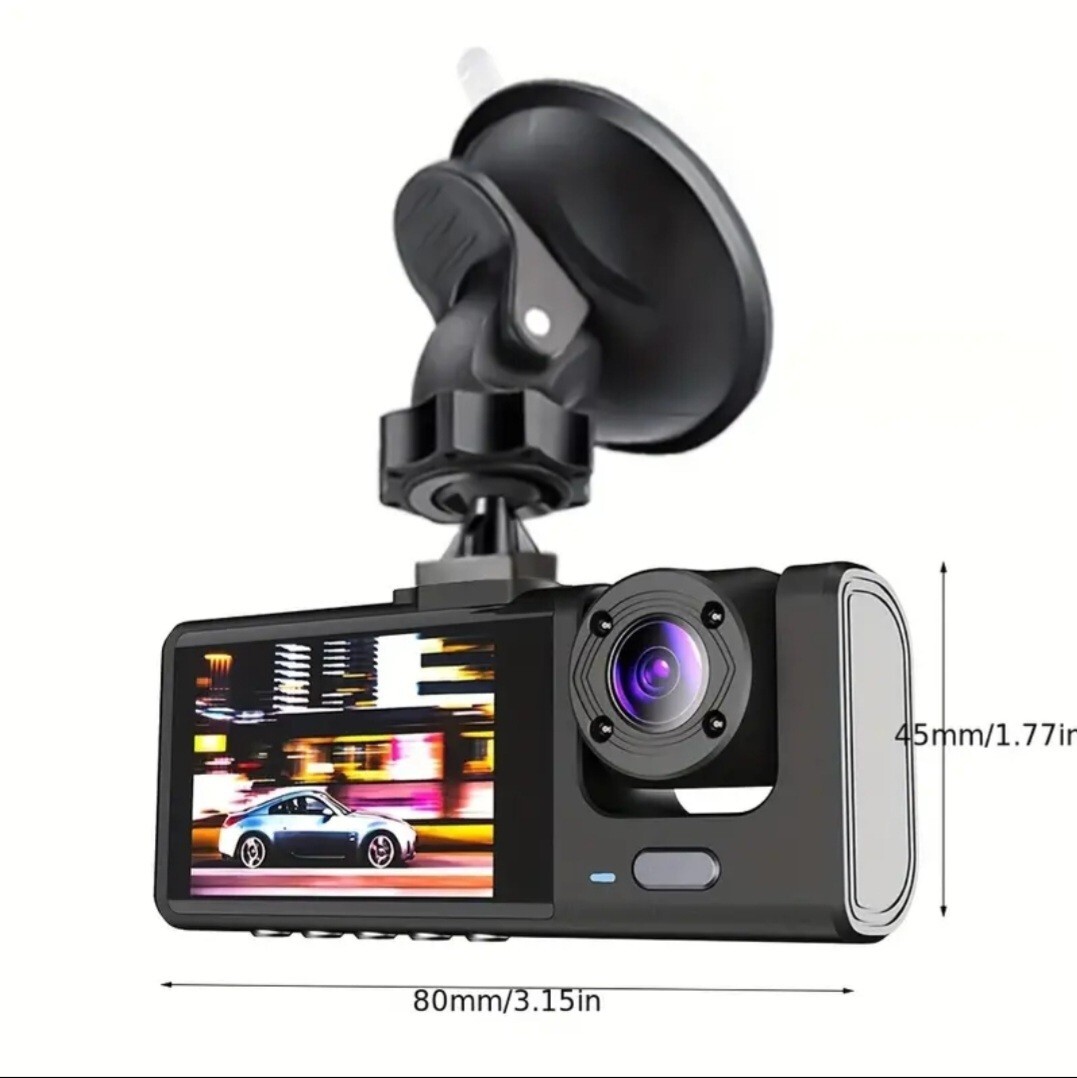 1080P 2 Camera Dash Cam W/ IR Night Vision, Loop Recording & 2″ IPS Screen