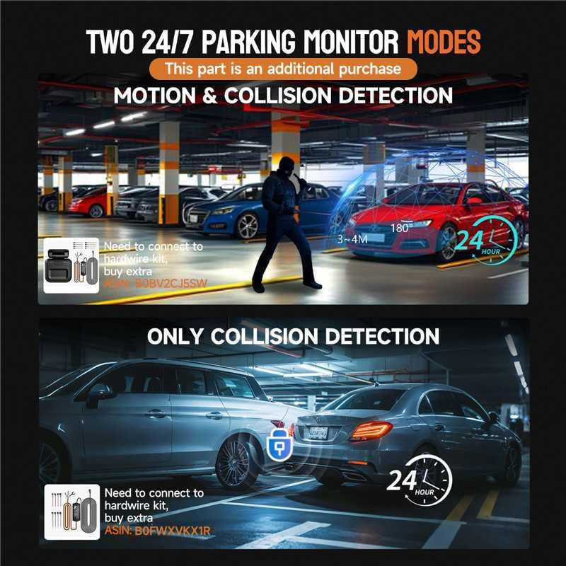 AI Dash Cam Front Rear inside with Driver Monitor System, 360° Car Camera 4K, 4
