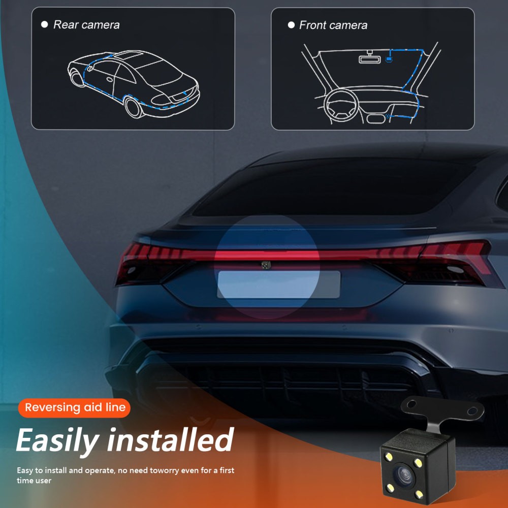 4 Channel Dash Cam 360° Dash Camera HD 1080P 4 Lens Driving Recorder w/64GB Card