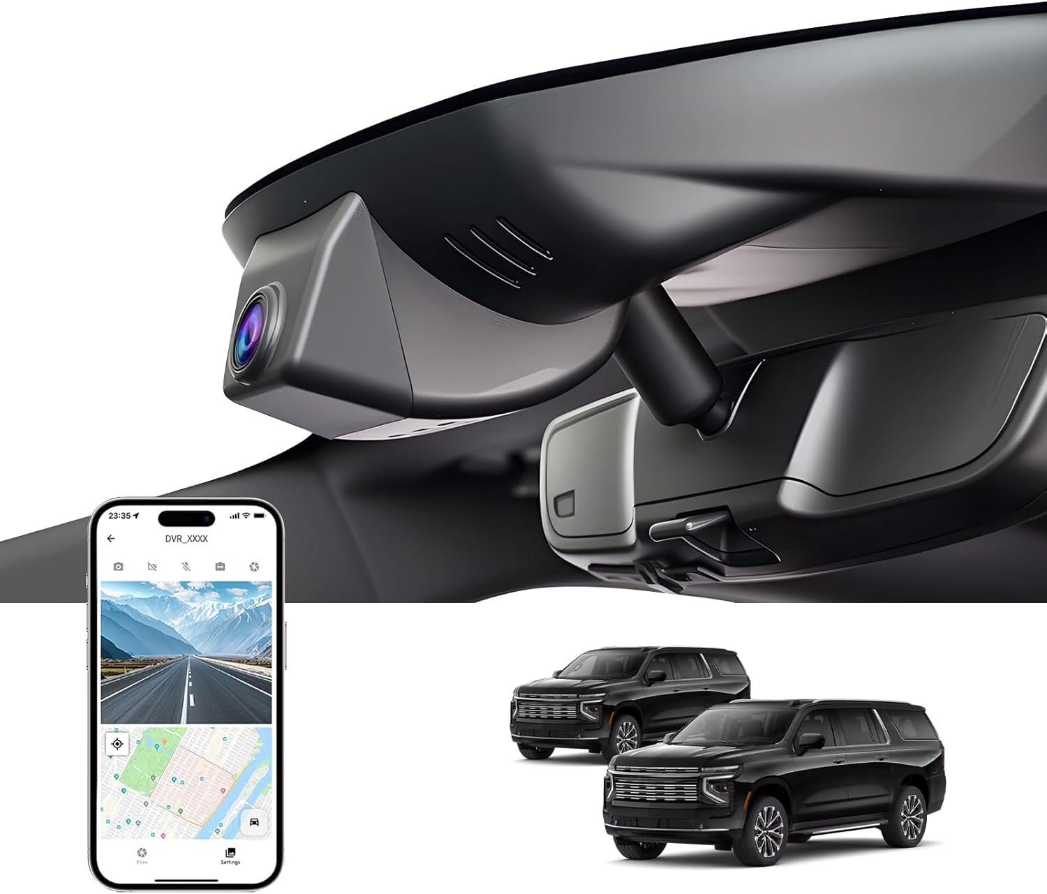 4K Dash Cam Chevy Suburban Tahoe 2023-2026 OEM Look Loop Recording G-Sensor WiFi
