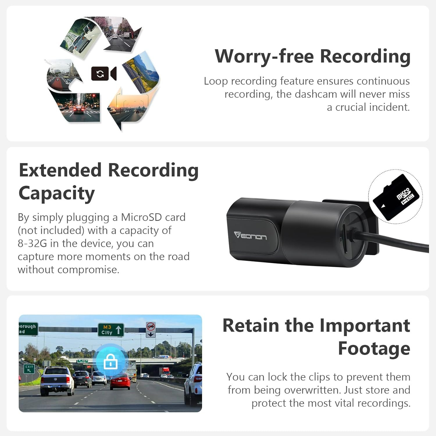 2025 720P HD Dash Camera Recorder, 360°Adjustable Angle, Compatible with Andro