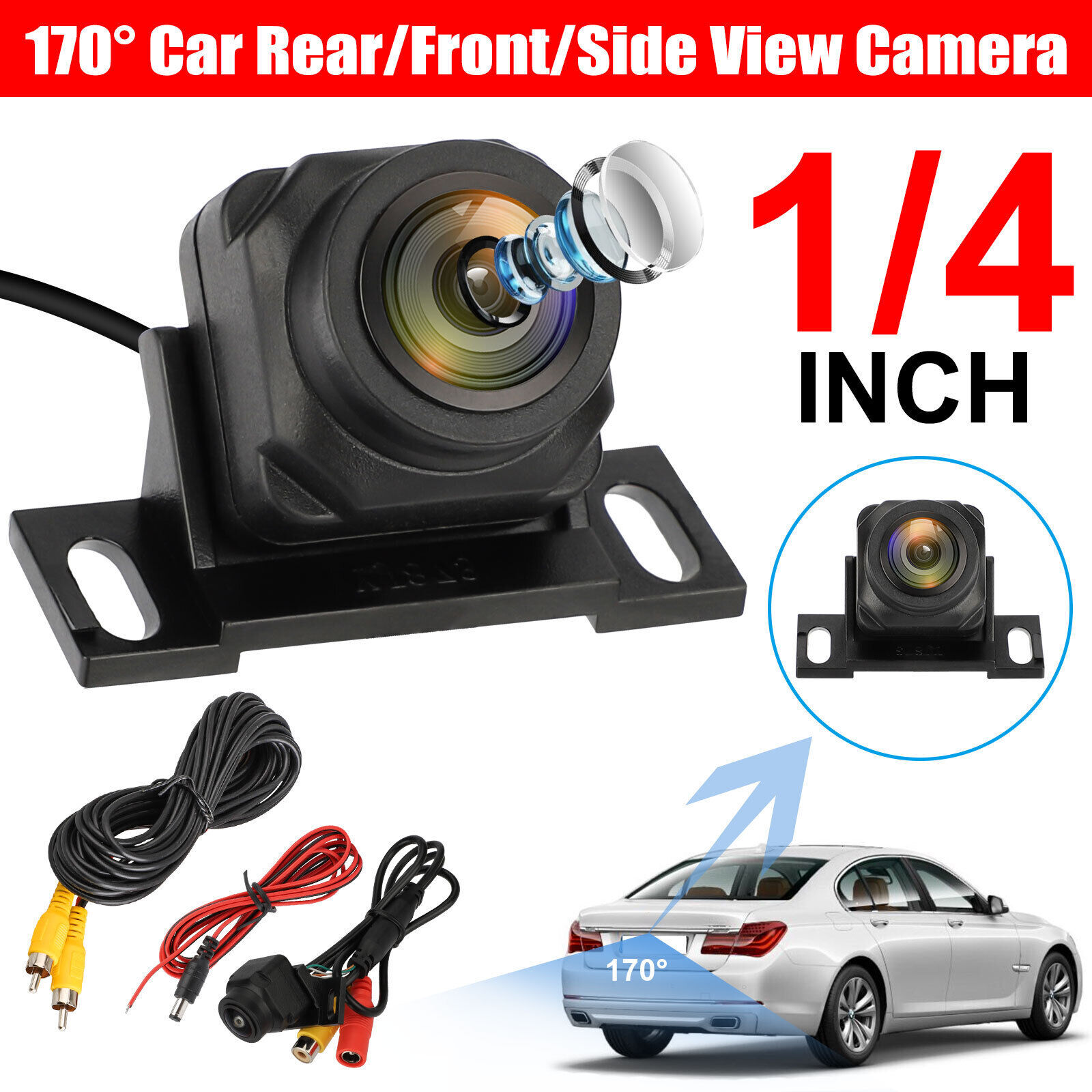 170° CMOS HD Car Front/Side/Rear View Reverse Backup Night Vision Parking Camera