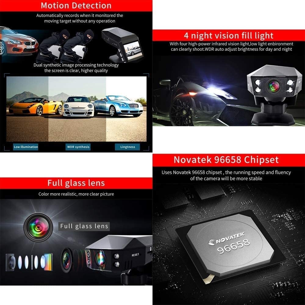 2in Dash Cam Car DVR Night Vision Camera Video Recorder Parking Monitor G-sensor