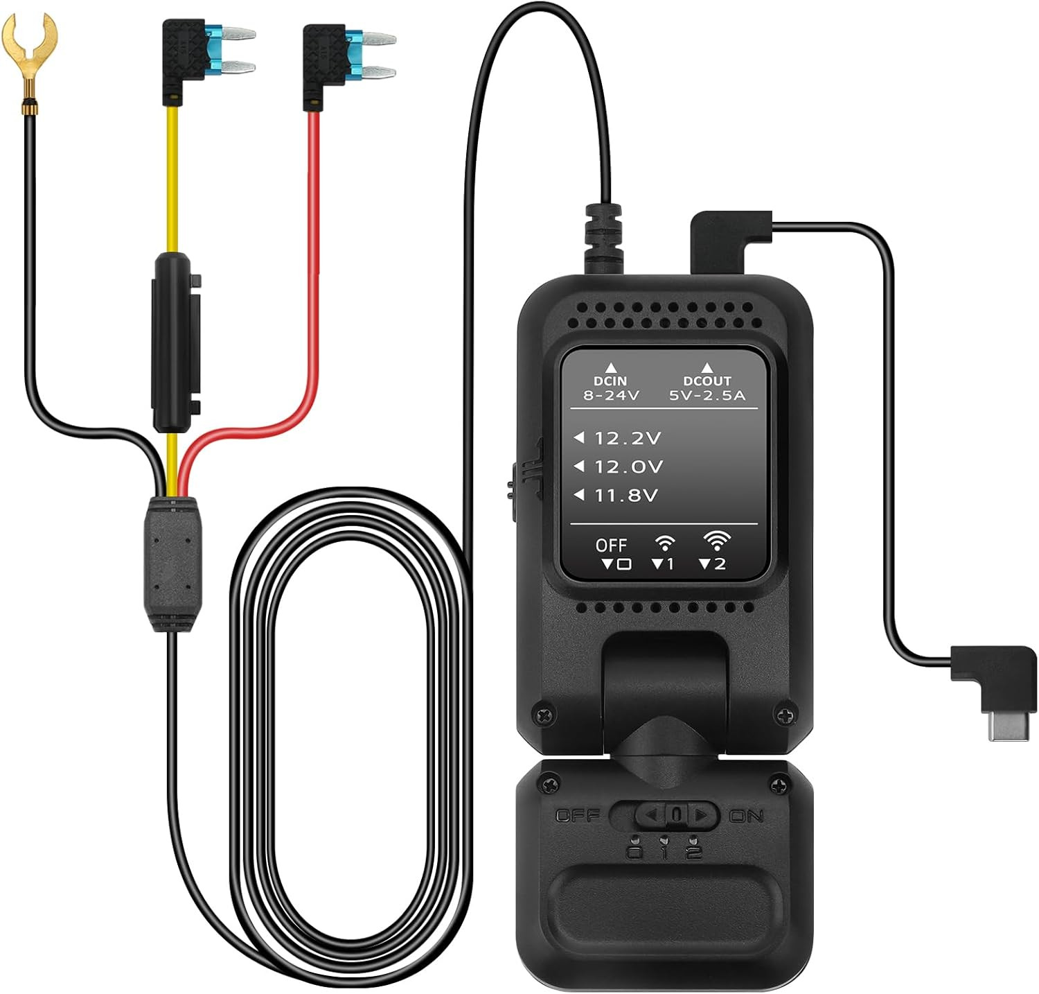 Dash Cam Hardwire Kit USB C Port,With Dual-Chip 360° Radar Sensor for 24H Parkin