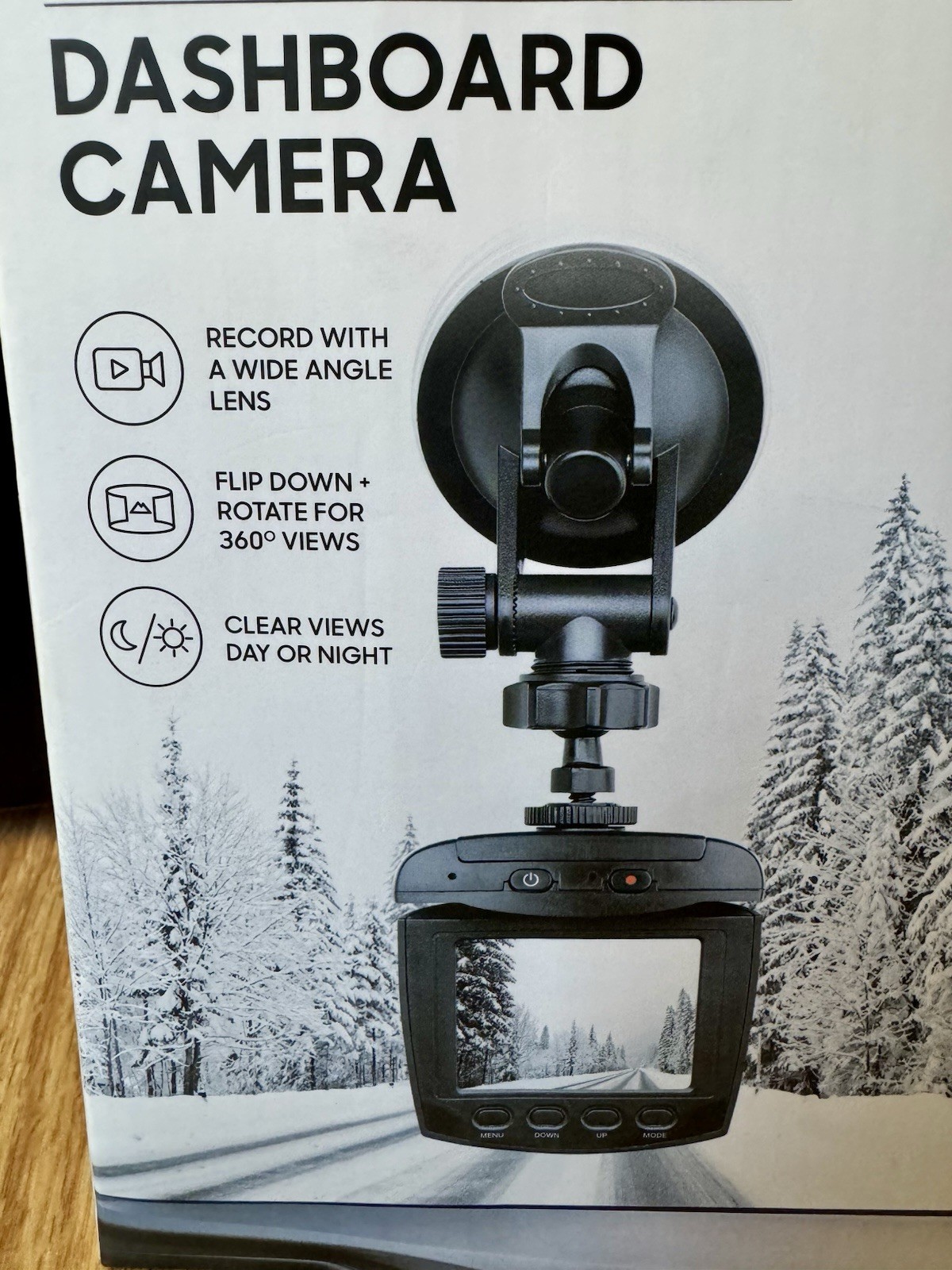 Sharper Image Dashboard Camera Wide Angle 360 Night Vision Windshield Mount