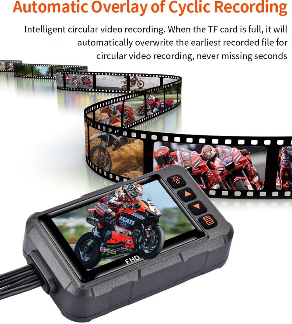 3inch Motorcycle Dash Cam Waterproof Camera HD 1080P Dual Lens Wifi GPS Recorder