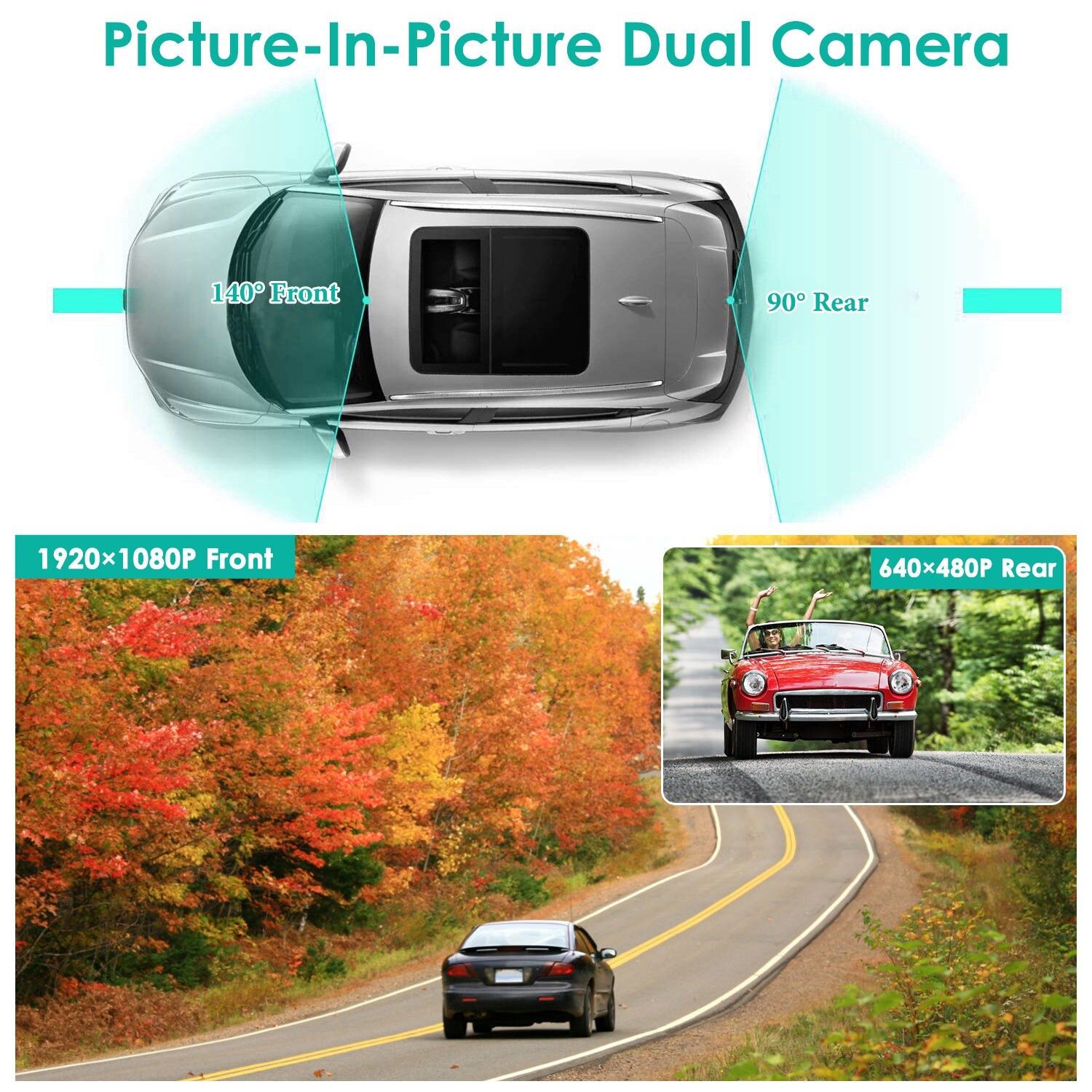 4.3″ Backup Camera Mirror Dual Lens G-sensor Dash Cam Front Rear View Reverse