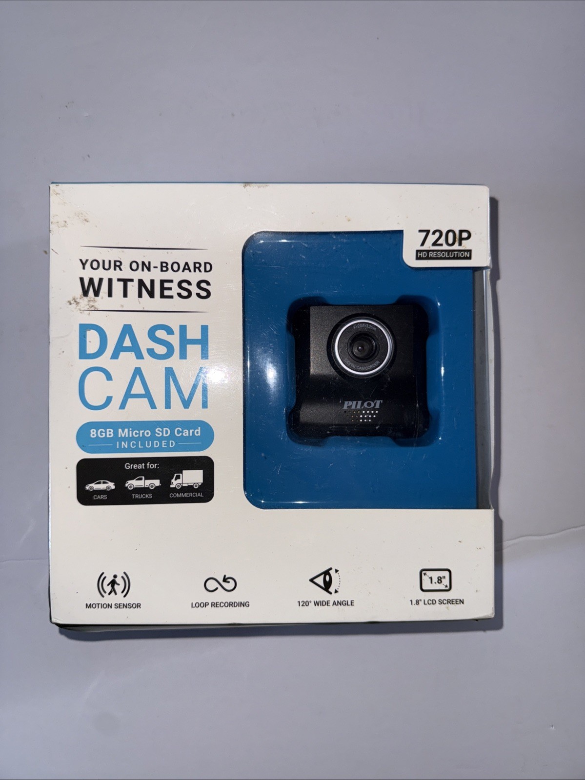 Your On-Board Witness Dash Cam by Pilot 720P HD Resolution 8GB SD