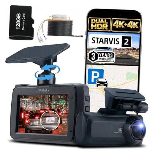 Dash Cam Front and Rear, 4K+4K Dual Dash Camera for Cars, STARVIS 2 Night