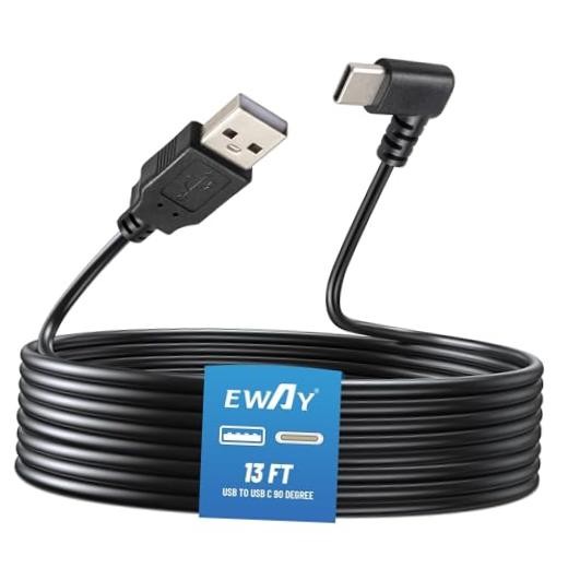 USB C Dash Cam Power Cord (13FT/4M), 90 Degree USB-A 2.0 to Type-C Cable