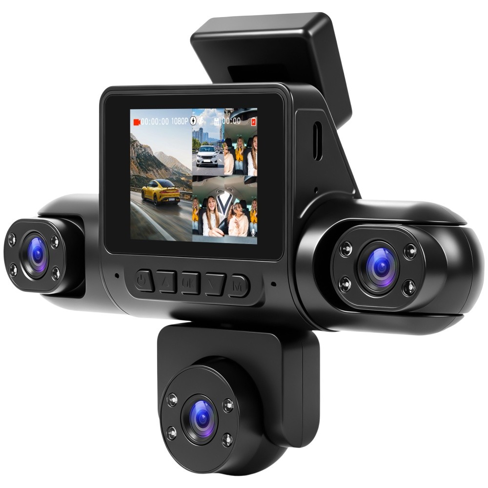 360° 1080P HD 4-Channel Dashcam Car Dash Cam Front Rear Inside Left Right