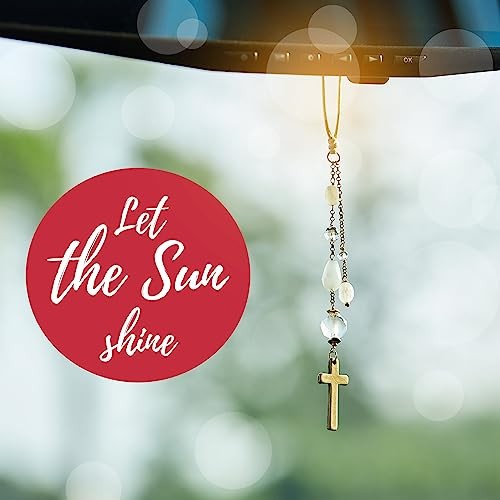 Elegant Cross for Car Mirror – Sun Catcher Rearview Mirror White Crystals