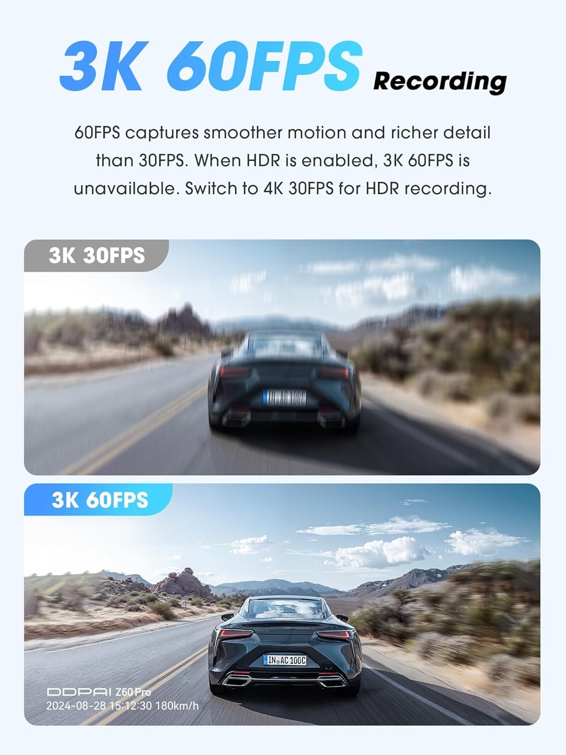 DDPAI 4K Dash Cam Front and Rear, Dual STARVIS 2 IMX678 IMX662 Dashcam,4K+1080P