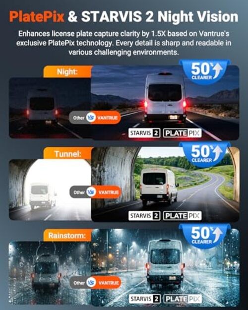 N4S 3 Channel Dash Cam for Delivery &Cargo Vans, 2.7K+1440P+1440P Vantrue N4S