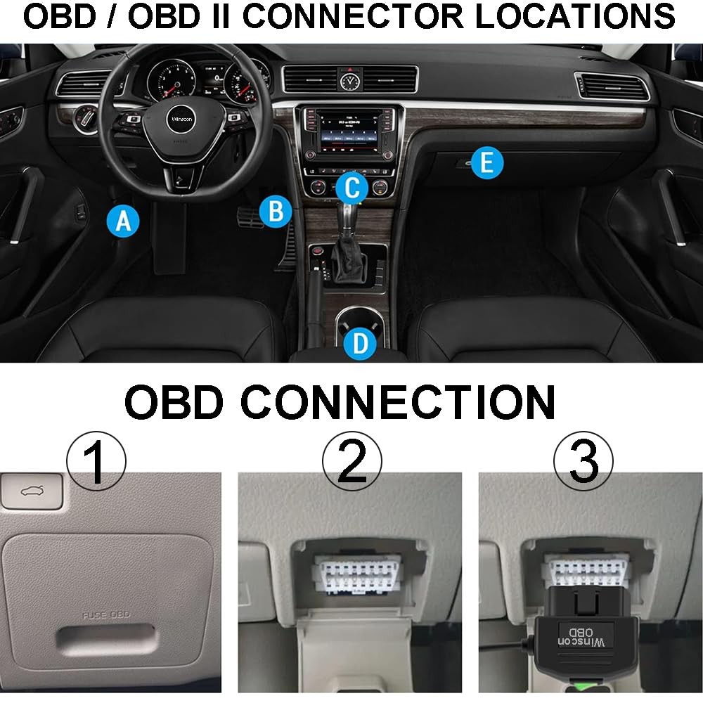 Dash Cam OBD Hardwire Kit, Dash Camera USB Type C Hardwire Kit with OBD2 Powe…