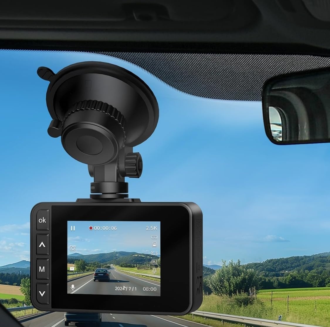 Cámara de salpicadero delantera y trasera, cámara dual de 2.5K+1080P para coches