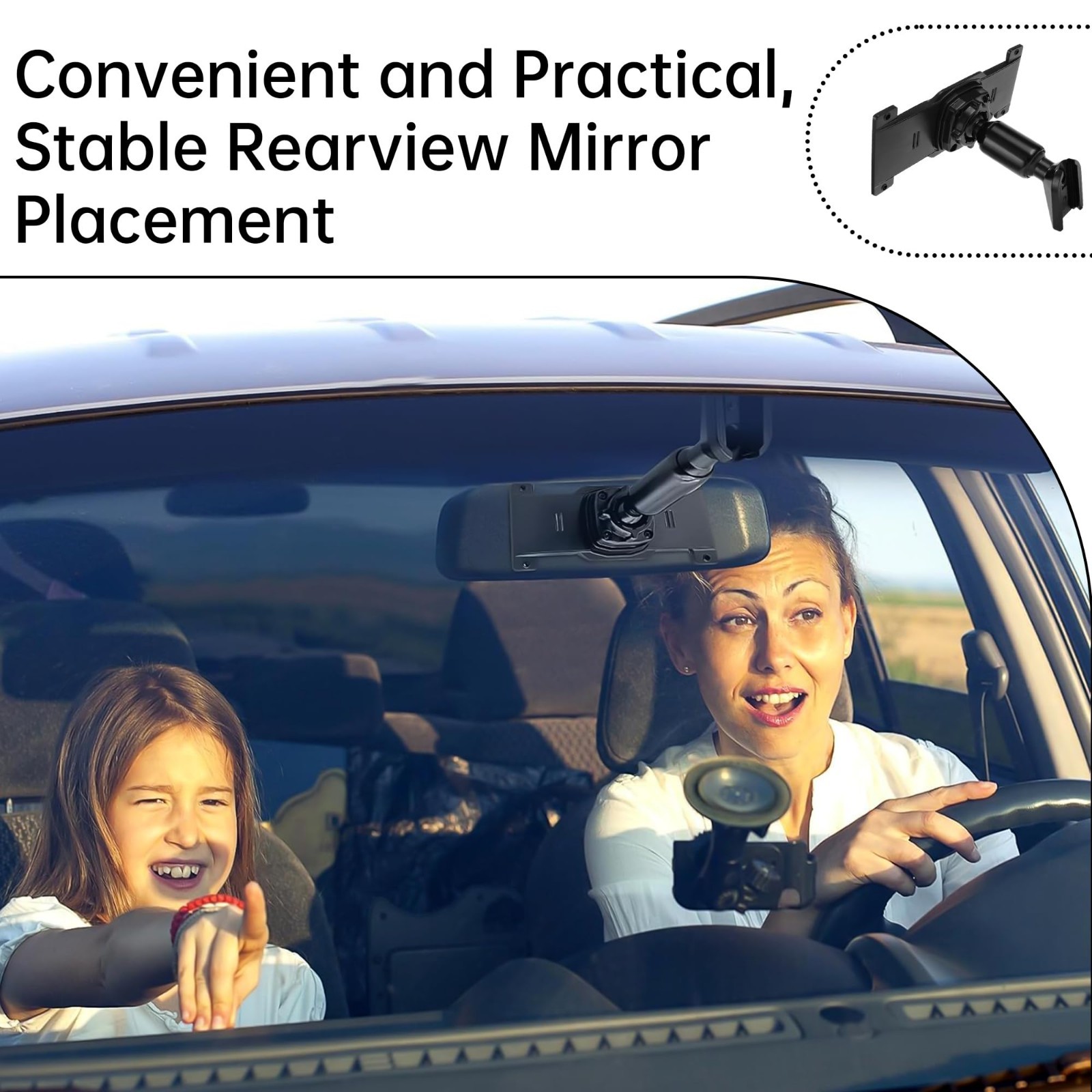 Rear View Mirror Dash Cam Mount Kit – Adjustable Back Plate for 5.5″ to 12″ Came