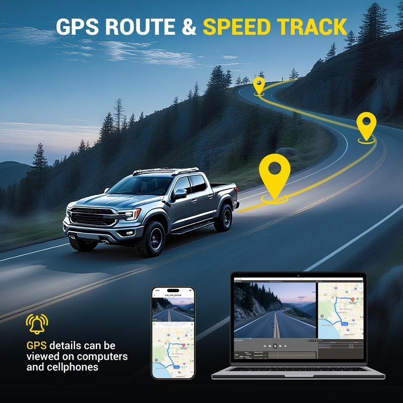4 Channel 4K Front Dash Camera 4 Lens 1080p Left Right Rear Car DVR Built-in GPS