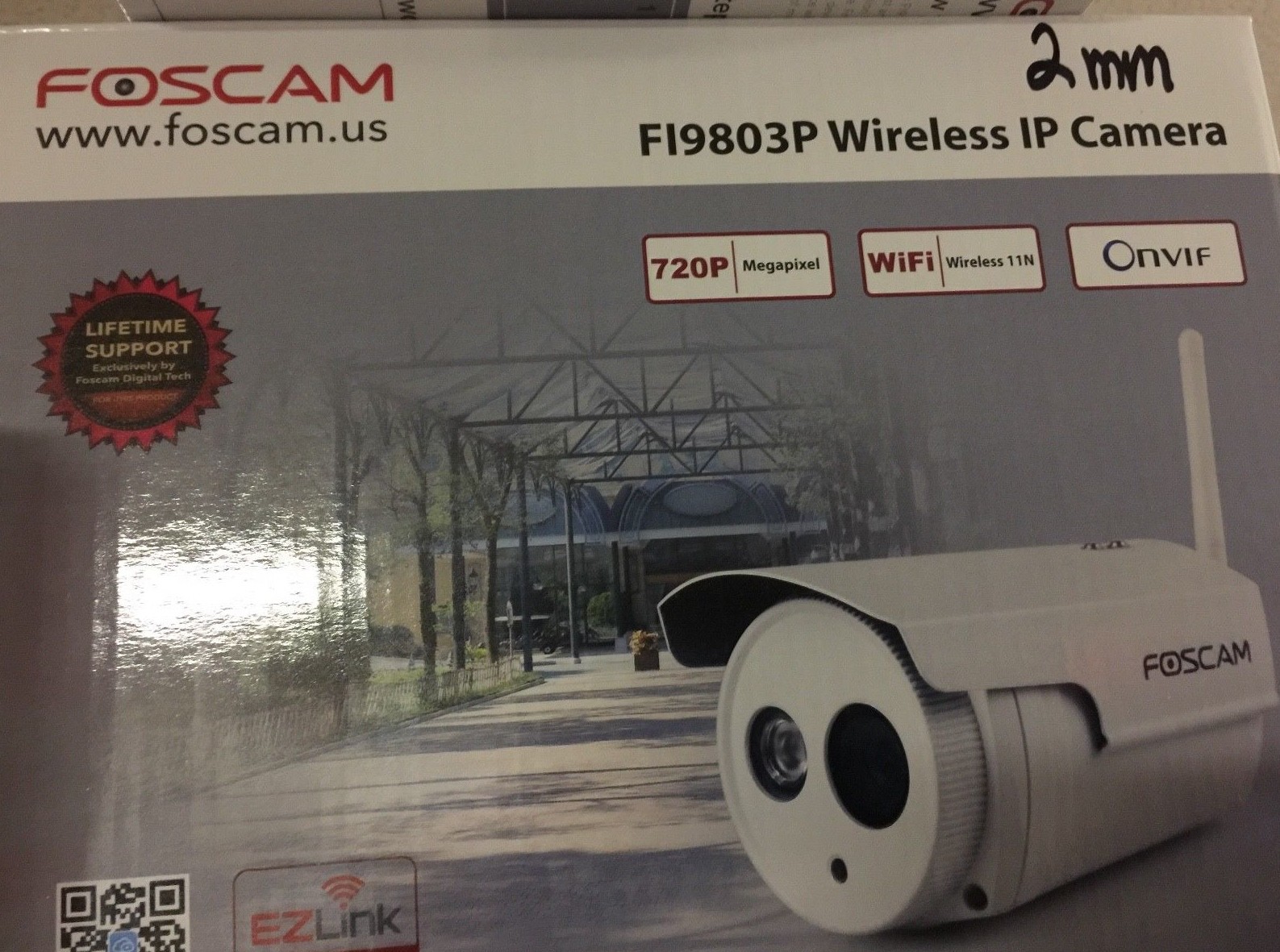 FosCam Wireless IP Camera 720P FI9803P 2MM Ultra Wide Angle Lens Installed