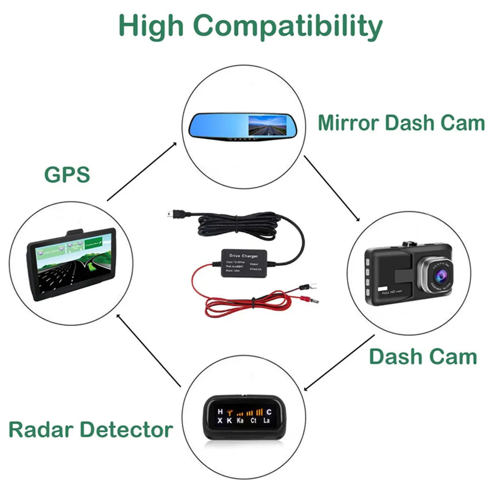 New Dash Cam Hardwire Kit 12V 24V to 5V Mini USB Cable Fast Shipping