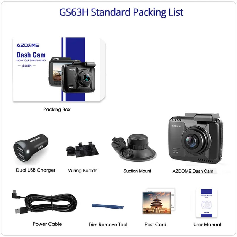 2160P GS63H Car DVR GPS 4K WIFI Dash Camera Dual Lens 1080P Rear View Camera Sup