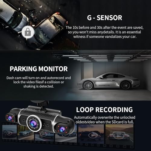 4K Dash Cam 360 4 Channel 2K Front 1080Px3 64GB
