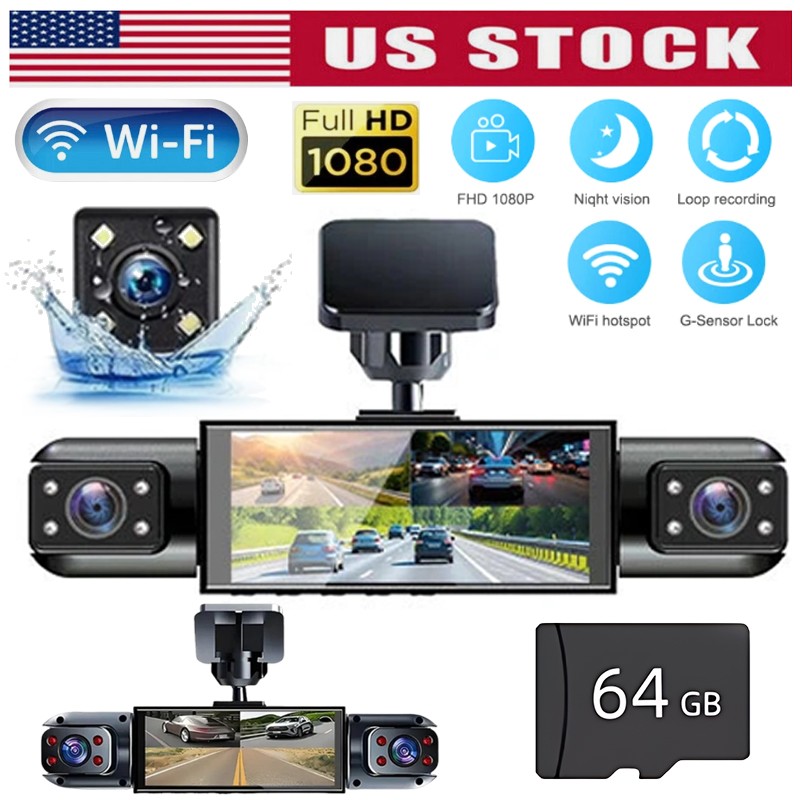 4-Channel Dash Cam 1080P Front Rear G-sensor Video Recorder Car DVR Camera WIFI
