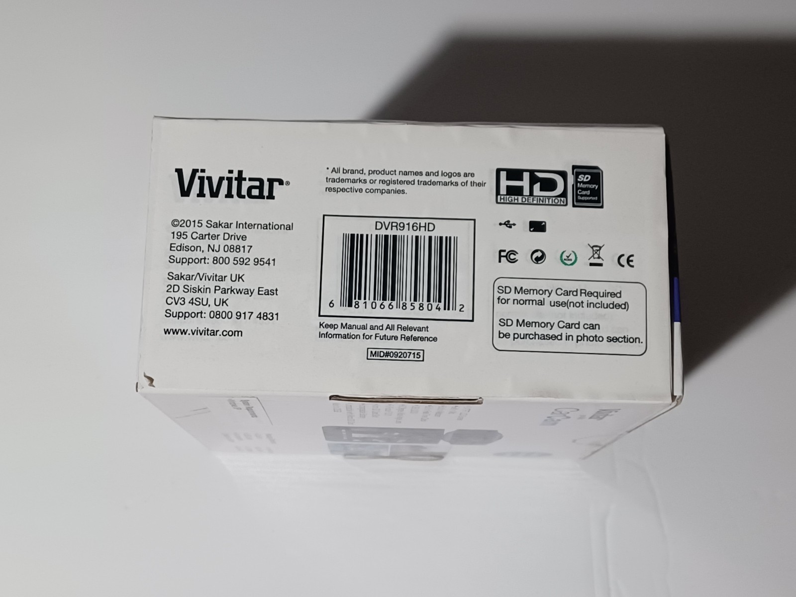 Vivitar Car Cam Driving Recording System DVR 916HD Open Box