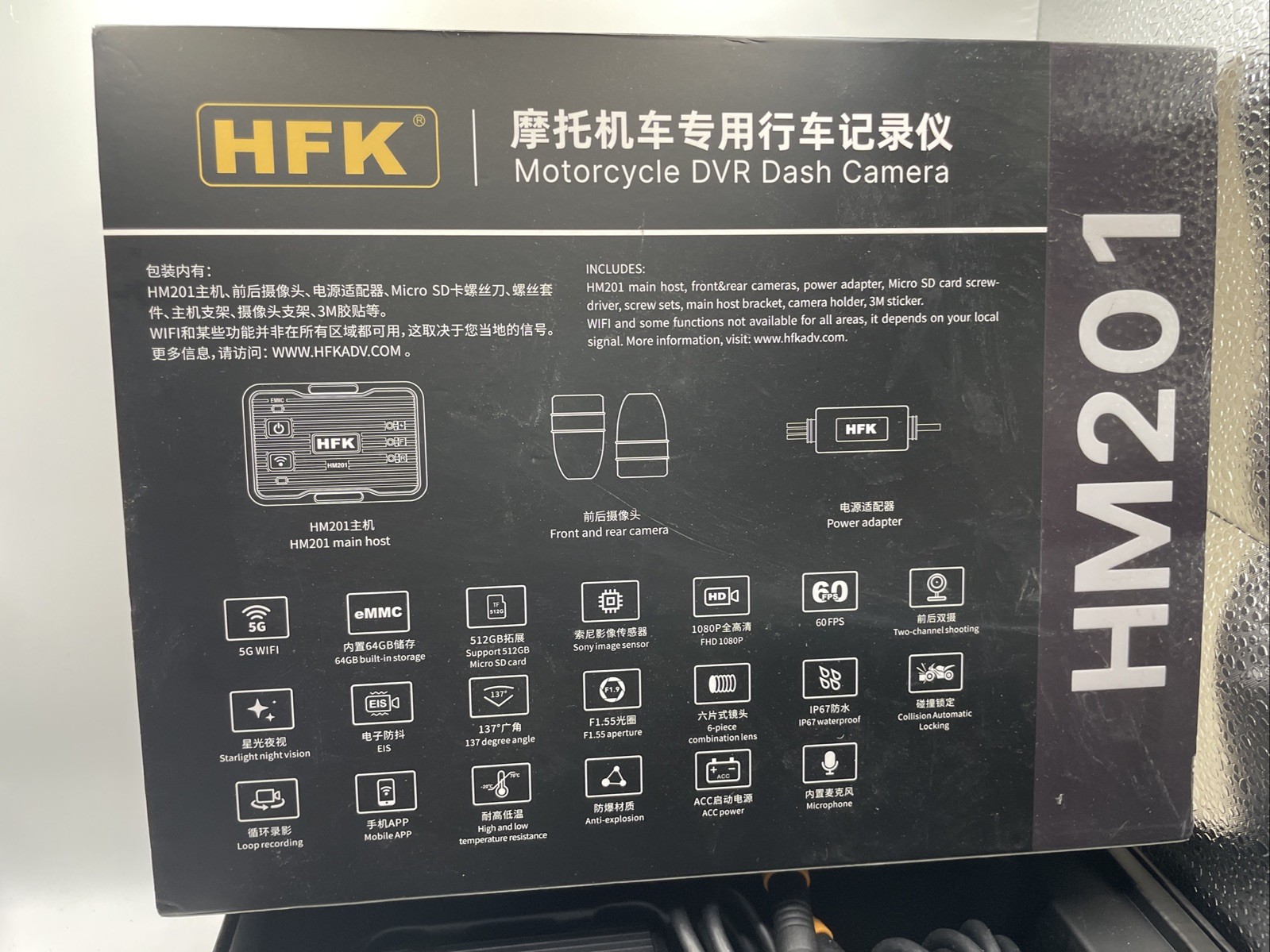 HFK HM 201 Motorcycle Dash Cam Open Box
