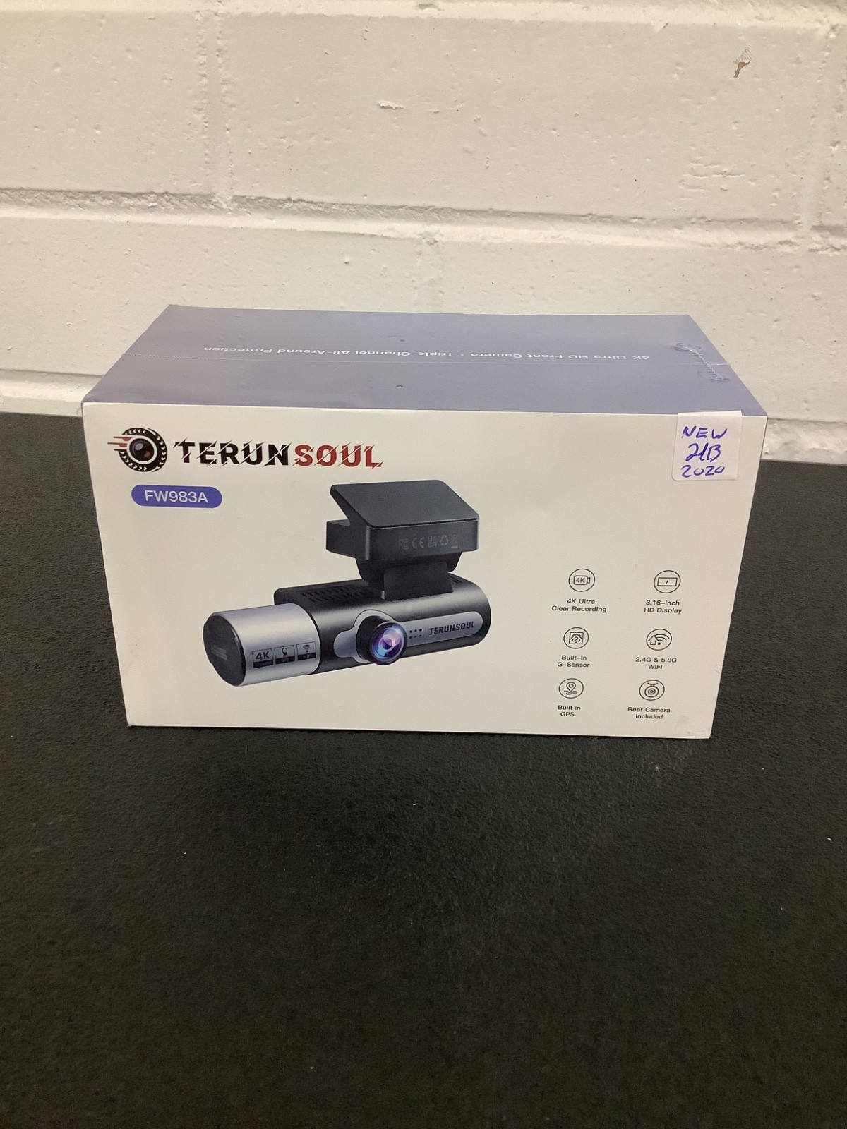 TERUNSOUL FW983A Dash Cam 4K Triple Camera GPS WiFi 3.16in Display Black Gray