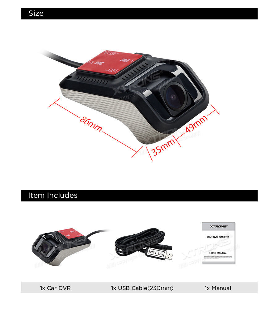 XTRONS 1080P DVR Car Vehicle SUV Camera HD Hidden Video Recorder 104° Wide-Angle