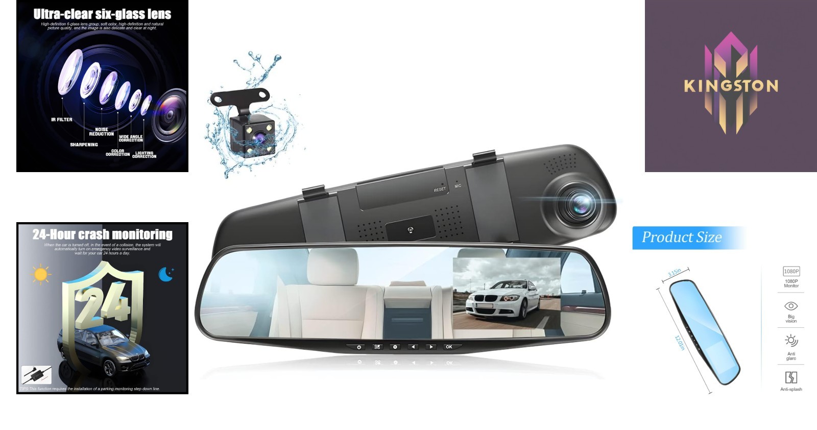 All-in-One 4.3″ Backup Mirror Camera with Enhanced Night Vision & Loop Record