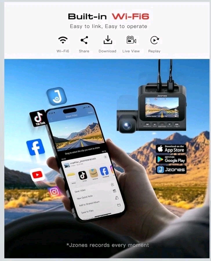 JZONES Dash Cam Front and Rear: 4K+1080P+1080P 3 Channel Dash Camera for Cars