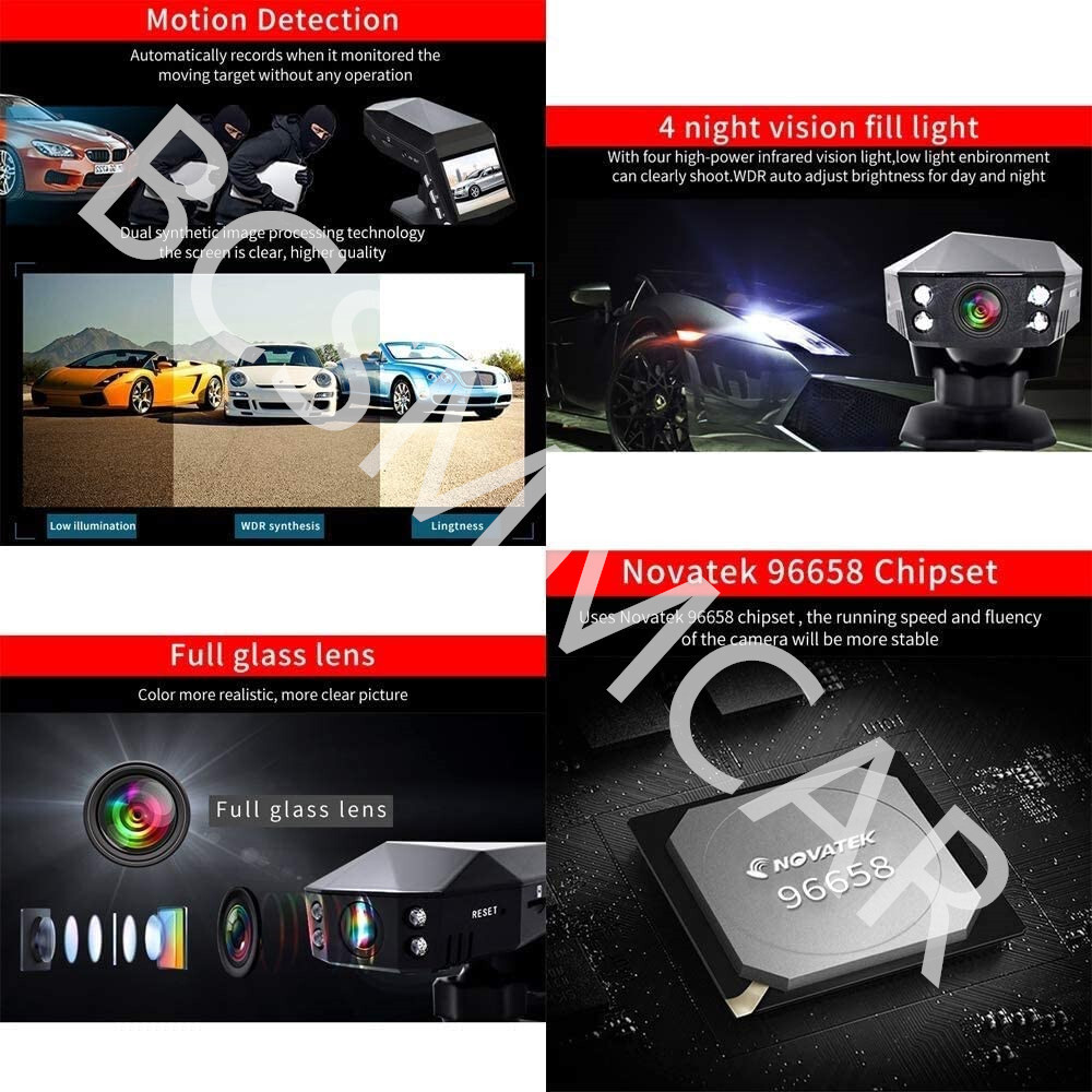 1080P Dash Cam 2in Car DVR Video Cycle Recording Camera Night Vision G-sensor