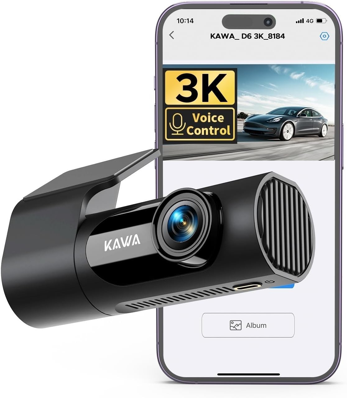 3K Dash Cam Front WiFi Voice Control G-Sensor Night Vision Parking Mode 256GB