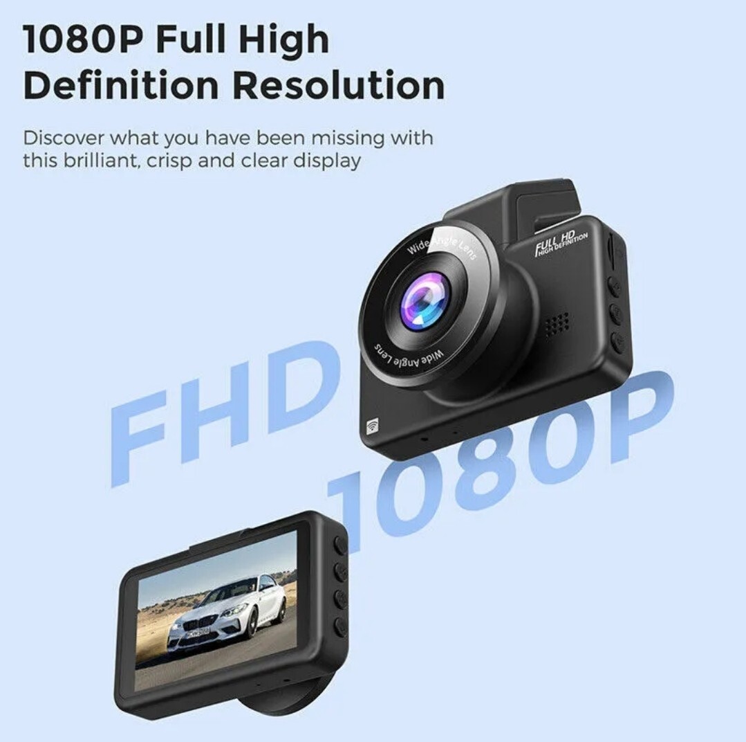 AZDOME M17 WiFi Dash Cam W/64GB Micro SD Card – APP 3inch IPS 1080P FHD DVR