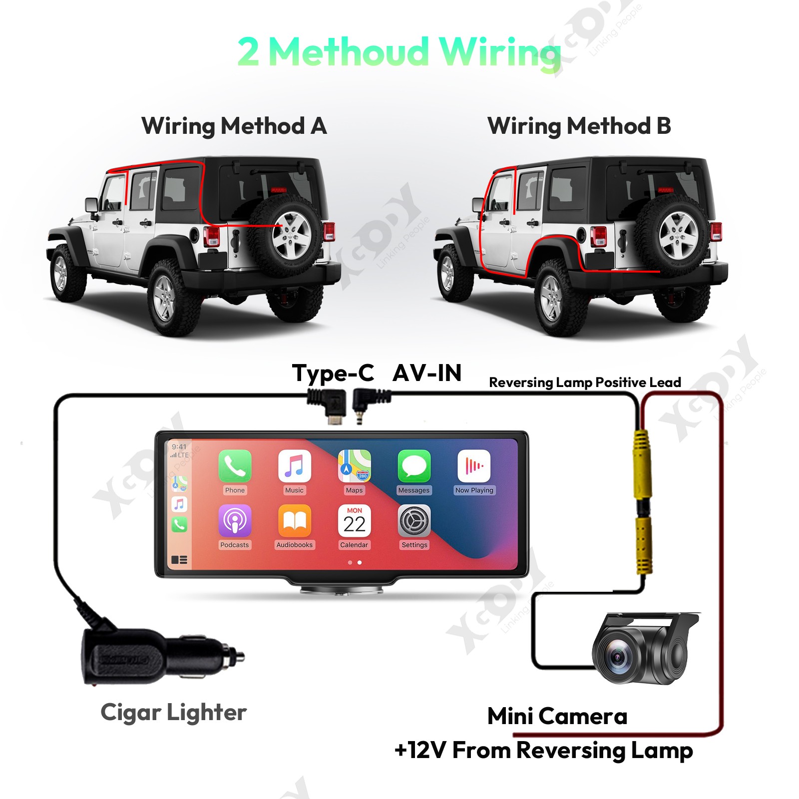 10.26″ Touch Screen Wireless Apple Carplay Android Auto Portable Car Stereo USA