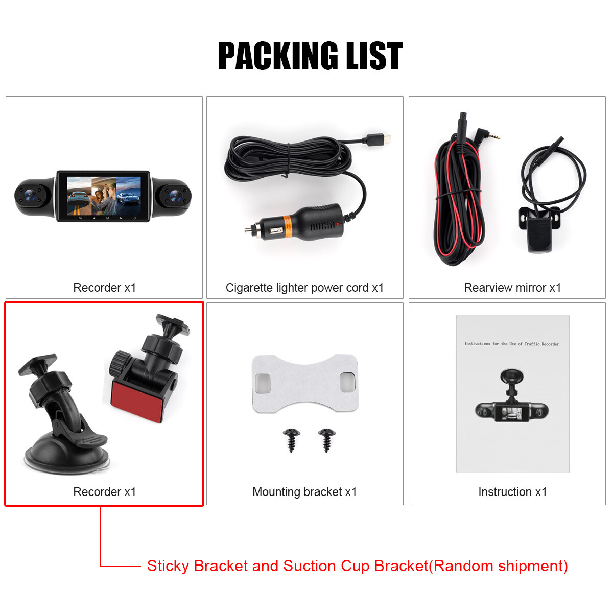 4 Lens Car DVR Dash Cam Video Recorder G-Sensor 1080P Front Inside Rear Camera