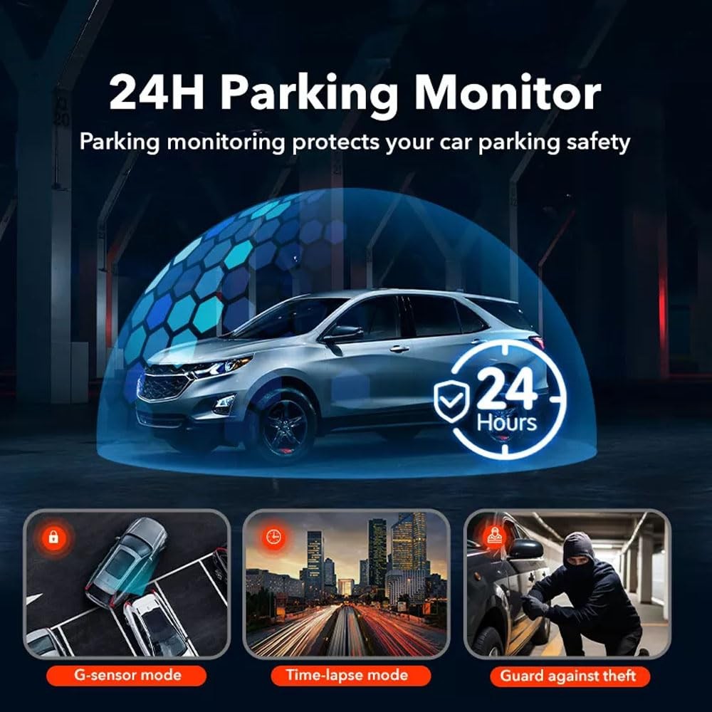 Dash Cam Front and Rear 4K 60fps 1080P Dual Lens WiFi Night Vision 64GB