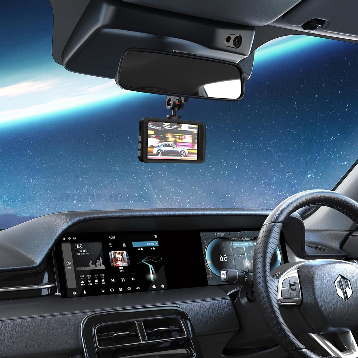 Dash Cam Mount,Aluminum Dash Camera Rear View Mirror Mount Kit,Compatible
