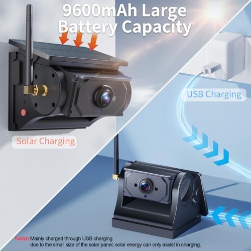 Portable Wireless Backup Camera with 9600mAh Long Life Battery, Magnetic Black