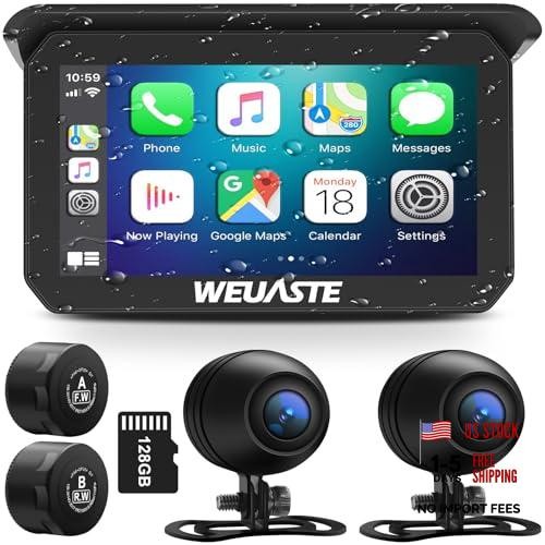 Portable 5″ Wireless Motorcycle Carplay (Include 128 GB TF) with 1080P Dual