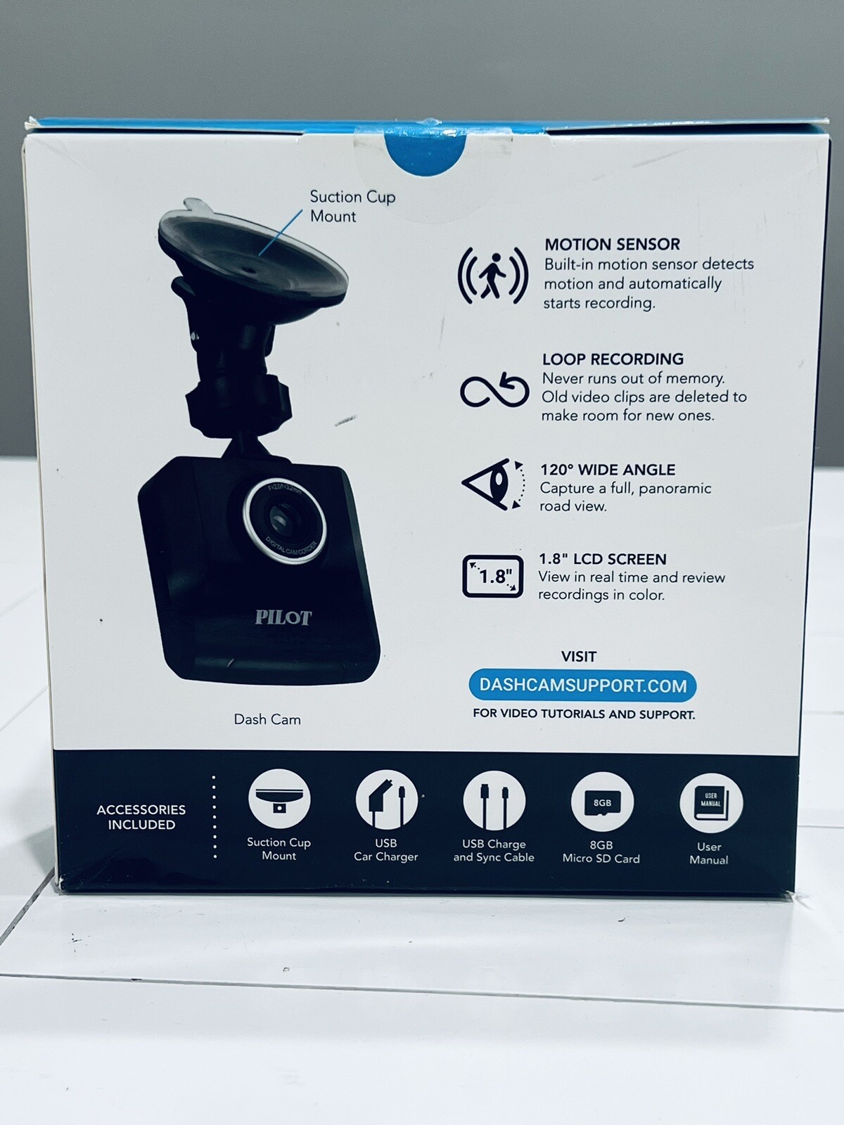 Pilot Automotive Dash Cam On-Board Witness 720p Motion Sensor With 8GB Micro SD