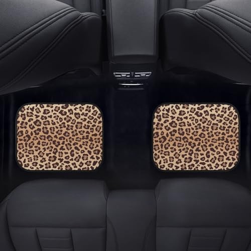 Leopard Print Car Floor Mats Universal Abstract Cheetah Pattern Wild Brown