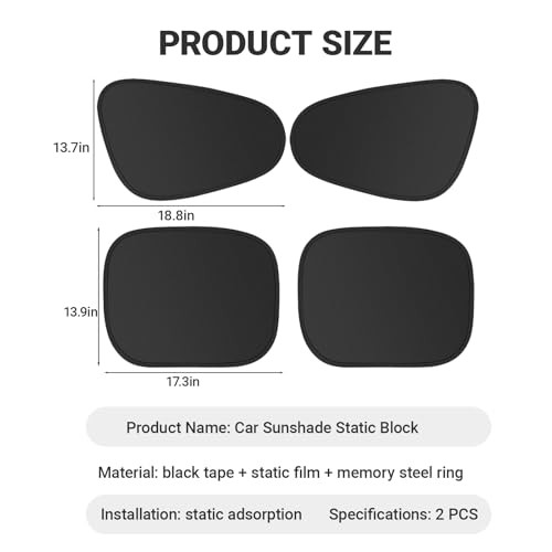 Car Side Window Sun Shades Front and Rear Window Privacy 4 PCS Black